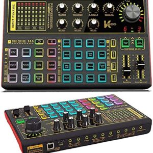 Professional Audio Mixer, K300 Live Sound Card and Audio Interface Sound Board with Multiple DJ Mixer Effects,Voice Changer and LED Light, Prefect for Streaming/Podcasting/Gaming/Recording/YouTube/PC