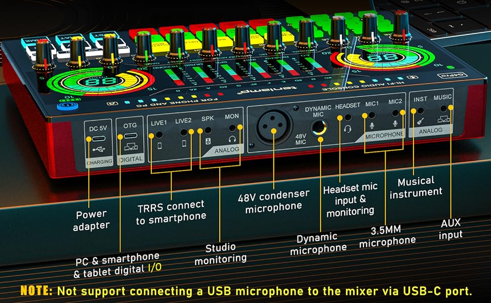 podcast table,sound board mixer,microphone mixer,dj mixers,mezcladora de musica dj