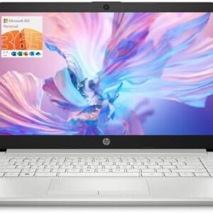 HP Portable Laptop, Student and Business, 14" HD Display, Intel Quad-Core N4120, 16GB DDR4 RAM, 64GB eMMC, 1 Year Office 365, Webcam, RJ-45, HDMI, Wi-Fi, Windows 11 Home, Silver