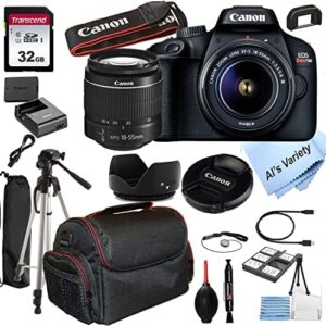 Canon EOS Rebel T100 DSLR Camera w/EF-S 18-55mm F/3.5-5.6 Zoom Lens + 32GB Memory + Case + Tripod + Filters (20pc Bundle) (Renewed)