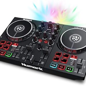 Numark Party Mix II - DJ Controller with Party Lights, DJ Set with 2 Decks, DJ Mixer, Audio Interface and USB Connectivity + Serato DJ Lite