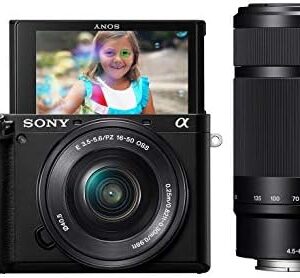 Sony Alpha A6100 Mirrorless Camera with 16-50mm and 55-210mm Zoom Lenses, ILCE6100Y/B, Black