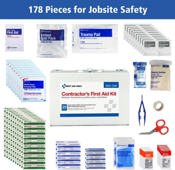 First Aid Only 9302-25M 25-Person Contractor's First Aid Kit for Home Renovation, Job Sites, and Construction Vehicles, 178 Pieces - Image 3