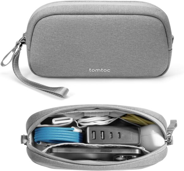 tomtoc Electronics Organizer Travel Case, Water Resistant Travel Bag Cable Organizer for Essentials, Tech Pouch Accessories Carry Storage for Cord, Phone, Cables, Airpods, USB Flash Drive, Daily Items