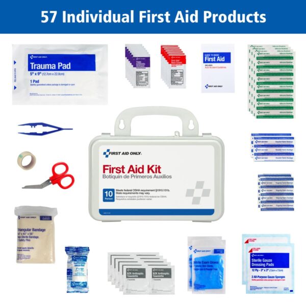 First Aid Only 6060 All-Purpose 10-Person Emergency First Aid Kit for Business, Worksite, Home, and Car, 57 Pieces - Image 3