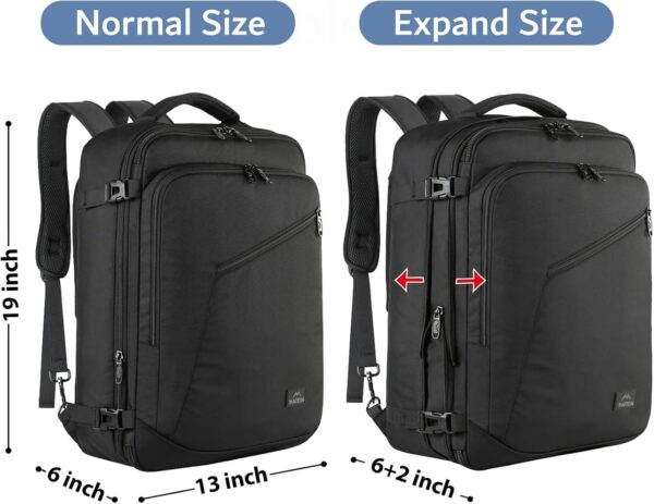 MATEIN Carry on Backpack, Extra Large Travel Backpack Expandable Airplane Approved Weekender Bag for Men and Women, Water Resistant Lightweight Daypack for Flight 40L, Black - Image 5