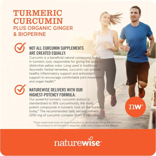 NatureWise Curcumin Turmeric 2250mg - 95% Curcuminoids & BioPerine Black Pepper Extract for Advanced Absorption - Daily Joint and Immune Health Support - Vegan, Non-GMO, 90 Count[30-Day Supply] - Image 4