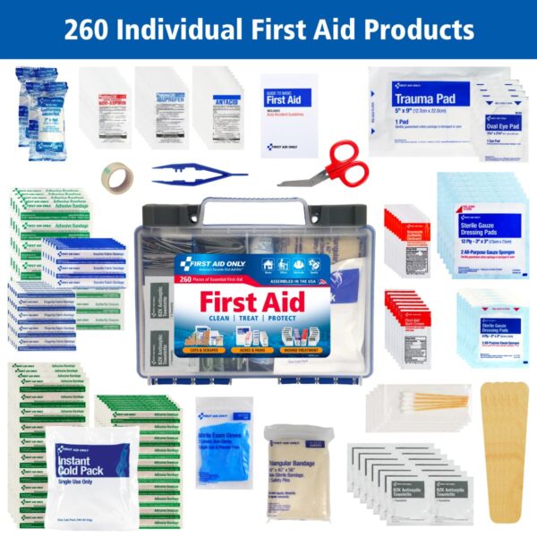 First Aid Only 91248 OSHA-Compliant First Aid Kit, All-Purpose 50-Person Emergency First Aid Kit for Business, Worksite, Home, and Car, 260 Pieces - Image 3