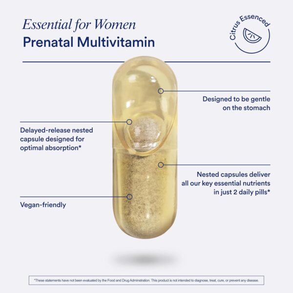 Ritual Essential for Women Prenatal Multivitamin: Folate & Choline for Neural Tube Support, Omega-3 DHA for Fetal Brain Development, Iron, Calcium-Helper D3 & K2, Non-GMO, Vegan, Citrus, 30 Days - Image 5