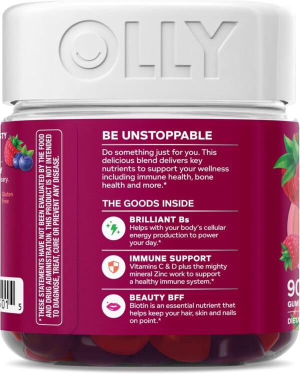 OLLY Women's Multivitamin Gummy, Vitamins A, D, C, E, Biotin, Folic Acid, Adult Chewable Vitamin, Berry Flavor, 45 Day Supply - 90 Count (Packaging May Vary) - Image 9