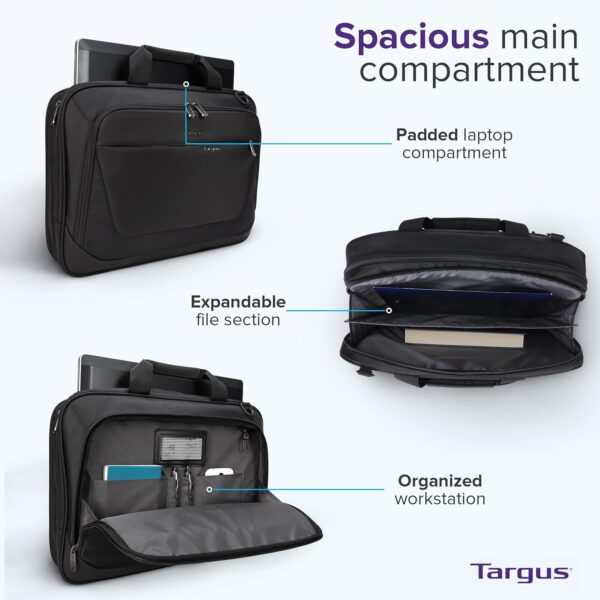 Targus CityLite Laptop Briefcase Shoulder Messenger Bag for 15.6-Inch Laptop, Black (TBT053US) - Image 6