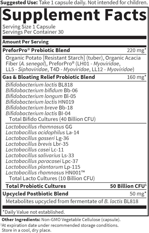 Garden of Life Dr Formulated Once Daily 3-in-1 Complete Prebiotics, Postbiotics & Probiotics for Women and Men - PRE + PRO + POSTBIOTIC Supplement for Gas & Bloating - 50 Billion CFU, 30 Day Supply - Image 6