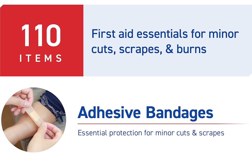 110pc quantity adhesive bandages and first aid kit essentials