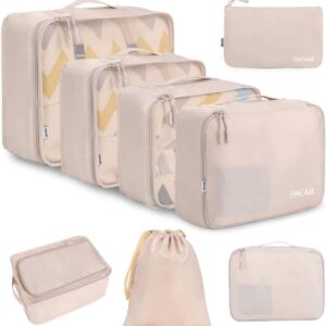 BAGAIL 8 Set Packing Cubes Luggage Packing Organizers for Travel Accessories-Cream