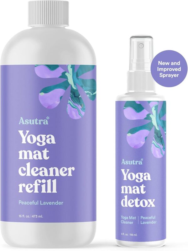 ASUTRA Yoga Mat Cleaner Spray (Peaceful Lavender), 4 fl oz - No Slippery Residue, Organic Essential Oils, Deep-Cleansing for Fitness Gear & Gym Equipment, Microfiber Towel Included - Image 4