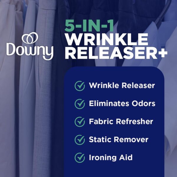 Downy Wrinkle Releaser Spray All In One Wrinkle Release Spray Travel Size, Odor Eliminator, Static Remover Fabric Refresher & Ironing Aid for Clothes 3 Fl Oz (Pack of 2), Crisp Linen Scent - Image 4