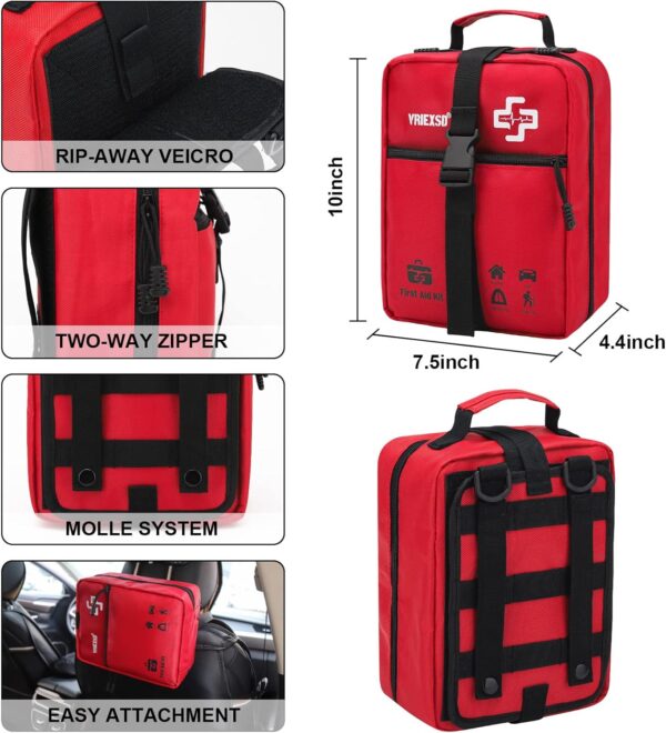 400 Piece Large First Aid Kit Premium Emergency Kits for Home, Office, Car, Outdoor, Hiking, Travel, Camping, Survival Medical First Aid Bag, Red - Image 4