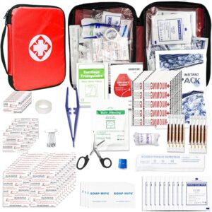 Travel-First Aid-Kit Car-Home 300PCS Survival-Kit Outdoor-Adventure - Small Portable Red Emergency Essential Sets Office Hiking Camping Business Public Must Have First Aid Gear Equipment 1st Aid