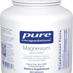 Pure Encapsulations Magnesium (Glycinate) - Supplement to Support Stress Relief, Sleep, Heart Health, Nerves, Muscles, and Metabolism* - with Magnesium Glycinate - 180 Capsules