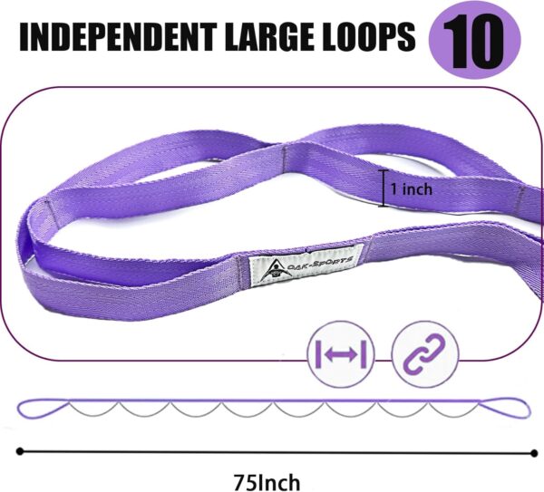 Stretching Strap Yoga Strap with Loops, Stretch Straps for Physical Therapy, Non-Elastic Exercise Strap for Pilates, Dance and Gymnastics with Workout Guide - Image 3