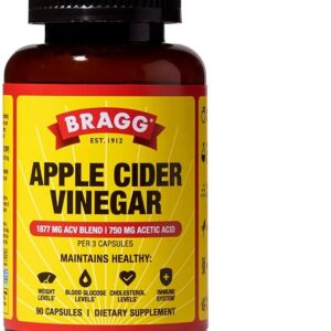 Bragg Apple Cider Vinegar Capsules with Vitamin D and Zinc - 90 Capsules - Supports The Immune System