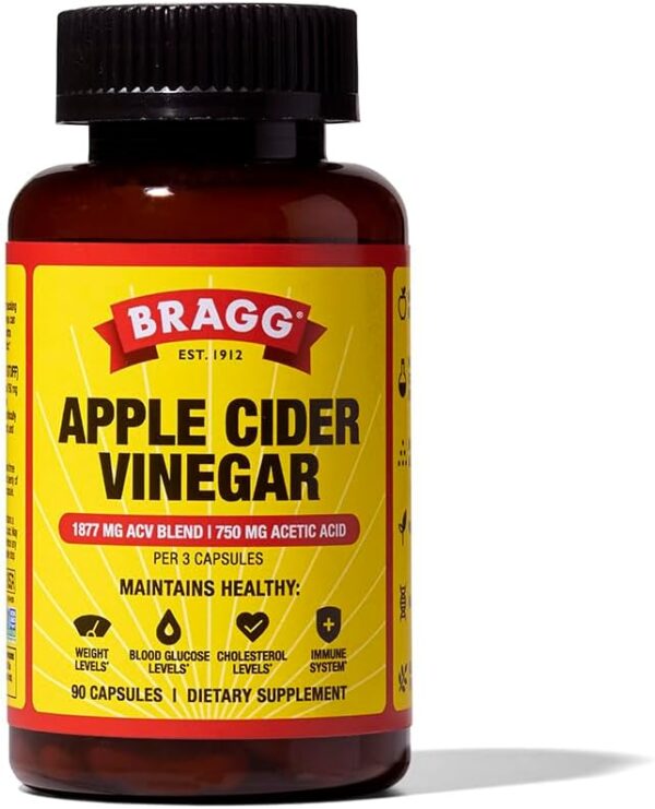 Bragg Apple Cider Vinegar Capsules with Vitamin D and Zinc - 90 Capsules - Supports The Immune System