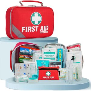 General Medi 2-in-1 First Aid Kit (215 Piece Set) + 43 Piece Mini First Aid Kit -Includes Ice(Cold) Pack, Moleskin Pad and Emergency Blanket for Travel, Home, Office, Car, Workplace