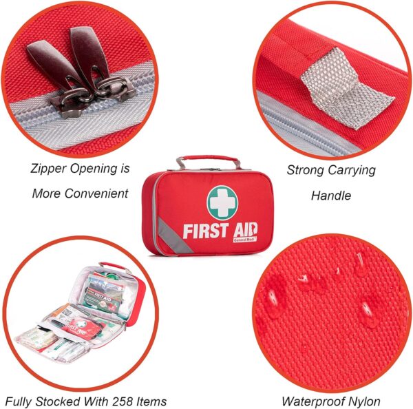 General Medi 2-in-1 First Aid Kit (215 Piece Set) + 43 Piece Mini First Aid Kit -Includes Ice(Cold) Pack, Moleskin Pad and Emergency Blanket for Travel, Home, Office, Car, Workplace - Image 3