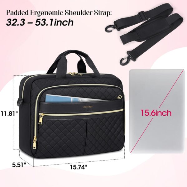 IGOLUMON Laptop Bag 15.6 Inch Laptop Briefcase for Women Men Waterproof Shoulder Computer Messenger Bag Large Laptop Bag Business Office Work Travel College, Black - Image 8