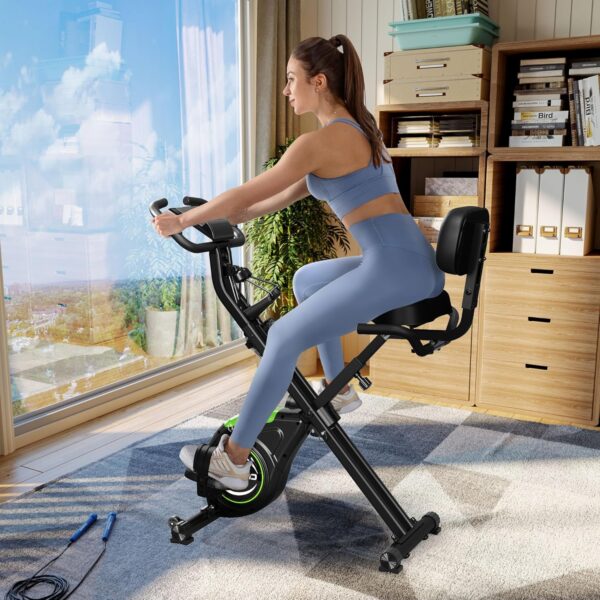 Caromix Folding Exercise Bike, 4 in 1 Stationary Magnetic Cycling Bicycle Upright Indoor Cycling Bike for Home Workout 330LB Capacity - Image 4