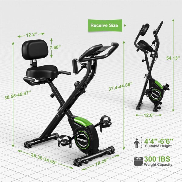 Caromix Folding Exercise Bike, 4 in 1 Stationary Magnetic Cycling Bicycle Upright Indoor Cycling Bike for Home Workout 330LB Capacity - Image 8