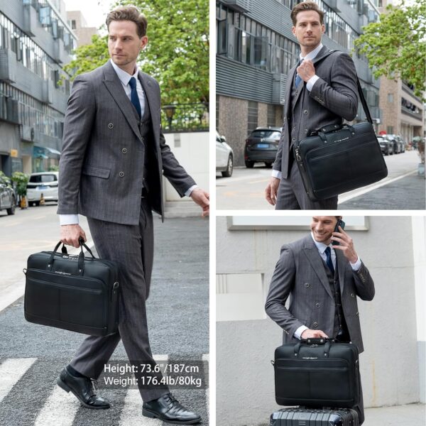 Leather Briefcase for Men 17 Inch Laptop Crossbody Shoulder Messenger Bag Attache Case for Business Travel Work Lawyer - Image 7