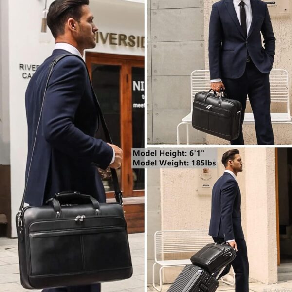 Leather Briefcase for Men 17 Inch Laptop Crossbody Shoulder Messenger Bag Attache Case for Business Travel Work Lawyer - Image 8