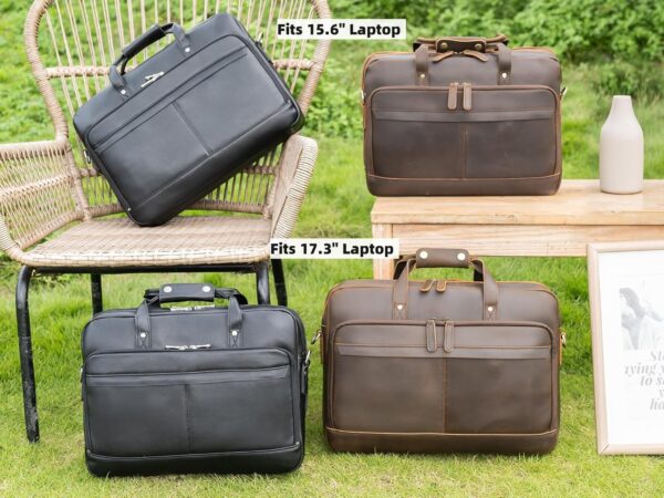 Leather Briefcase for Men 17 Inch Laptop Crossbody Shoulder Messenger Bag Attache Case for Business Travel Work Lawyer - Image 9