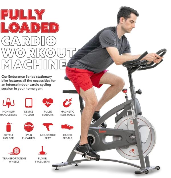 Sunny Health & Fitness Synergy Series Magnetic Indoor Cycling Exercise Bike - Image 4