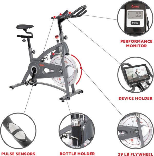 Sunny Health & Fitness Synergy Series Magnetic Indoor Cycling Exercise Bike - Image 5