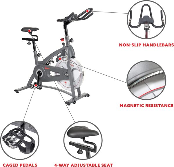 Sunny Health & Fitness Synergy Series Magnetic Indoor Cycling Exercise Bike - Image 6