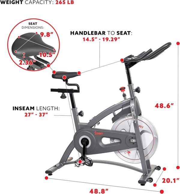 Sunny Health & Fitness Synergy Series Magnetic Indoor Cycling Exercise Bike - Image 8