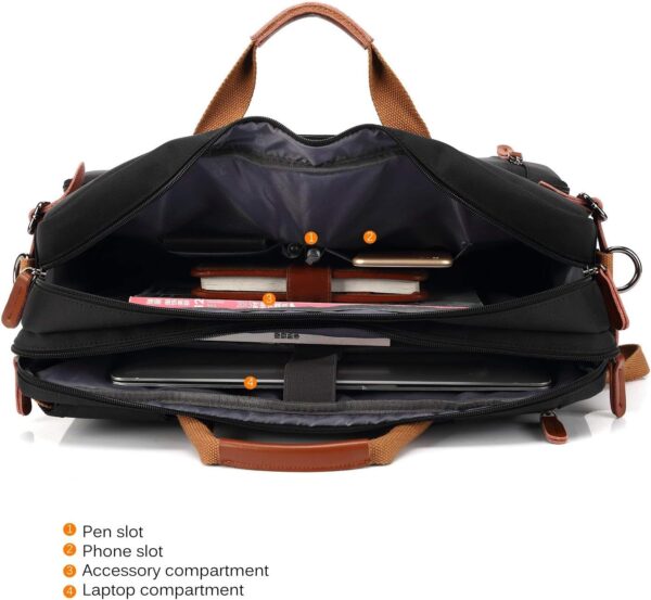 CoolBELL Convertible Backpack Messenger Shoulder Bag Laptop Case Handbag Business Briefcase Multi-Functional Travel Rucksack Fits 17.3 Inch Laptop for Men/Women (Black) - Image 5