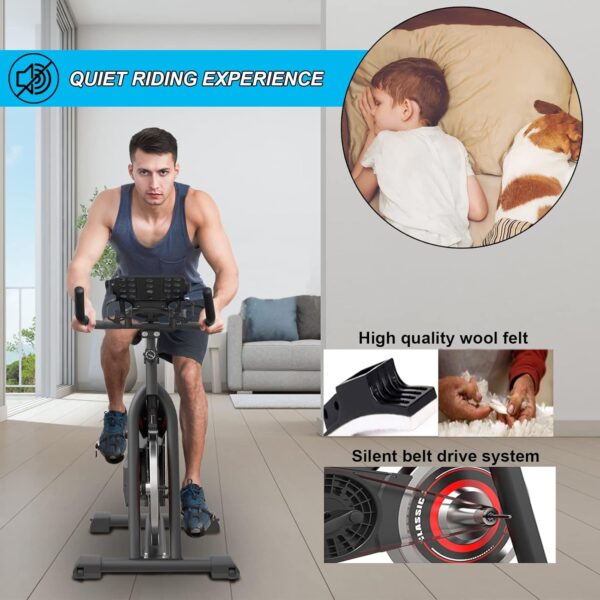 Exercise Bikes Stationary,Exercise Bike for Home Indoor Cycling Bike for Home Cardio Gym,Workout Bike with Ipad Mount & LCD Monitor,Silent Belt Drive - Image 5