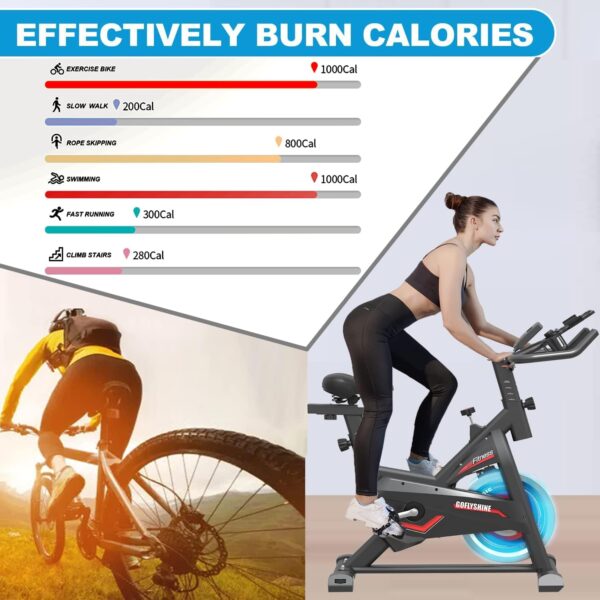 Exercise Bikes Stationary,Exercise Bike for Home Indoor Cycling Bike for Home Cardio Gym,Workout Bike with Ipad Mount & LCD Monitor,Silent Belt Drive - Image 6