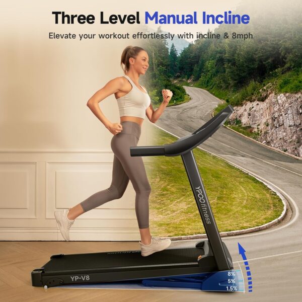 Treadmills for Home Use, Walking Pad Treadmill with Incline, Auto Foldable Treadmill for Home, 8.0 MPH Running Treadmill with Bluetooth Enabled, 300 lbs User Capacity - Image 3