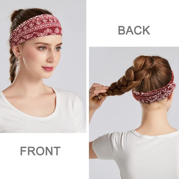 Boho Headbands For Women Fashion Wide Headband Yoga Workout Head Bands Hair Accessories Band 6 Pack - Image 4