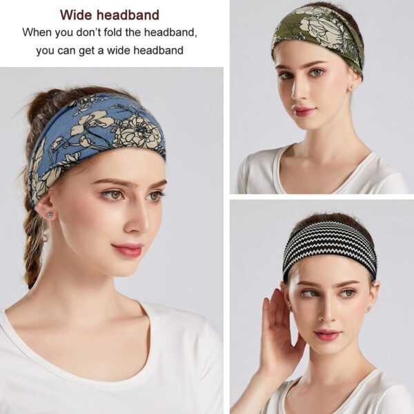 Boho Headbands For Women Fashion Wide Headband Yoga Workout Head Bands Hair Accessories Band 6 Pack - Image 5