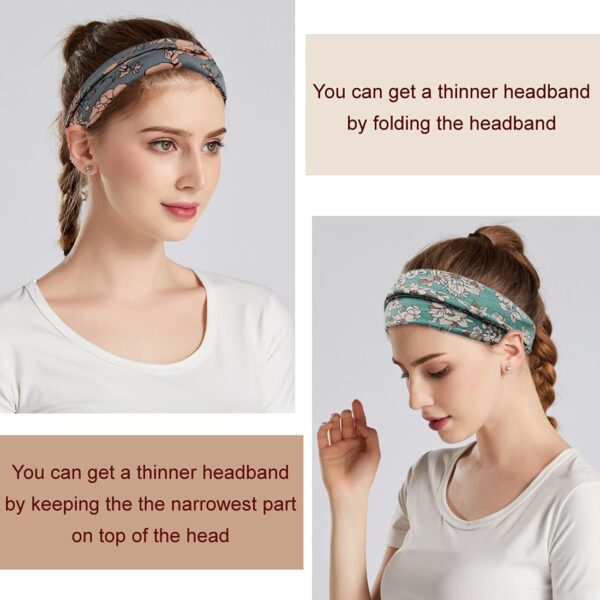 Boho Headbands For Women Fashion Wide Headband Yoga Workout Head Bands Hair Accessories Band 6 Pack - Image 6