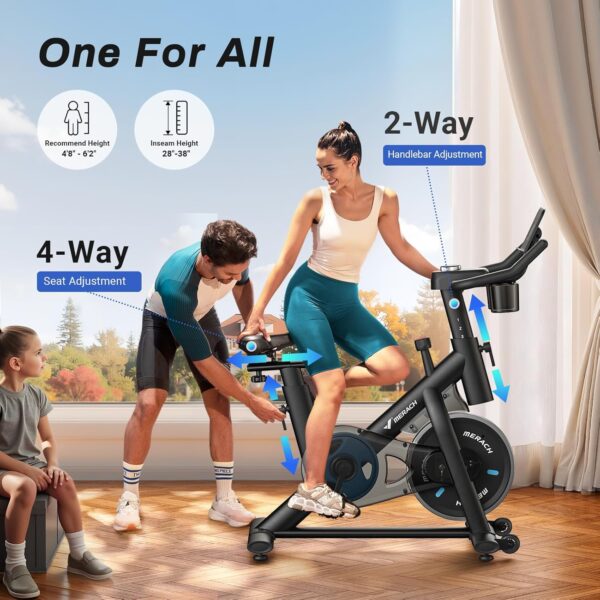 MERACH Exercise Bike, Brake Pad Stationary Bike with Exclusive App, Low Noise Indoor Cycling Bike with 300lbs Weight Capacity, Tablet Mount and Fitness Courses for Weight Loss - Image 6