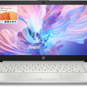 HP Portable Laptop, Student and Business, 14" HD Display, Intel Quad-Core N4120, 8GB DDR4 RAM, 64GB eMMC, 1 Year Office 365, Webcam, RJ-45, HDMI, Wi-Fi, Windows 11 Home, Silver