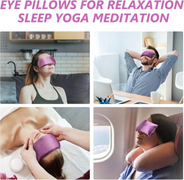 Lavender Eye Pillow for Relaxation, Yoga, Sleeping, Weighted Eye Mask Heated for Headache, Sinus, Dry Eyes Relief, Moist Heat Eye Compress, Meditation Accessories with Aromatherapy, Pack of 2 - Image 5