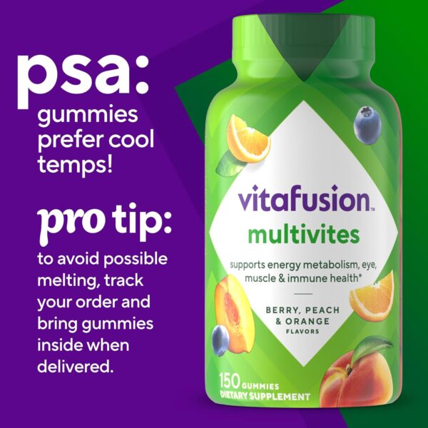 Vitafusion MultiVites Gummy Multivitamins for Adults with 12 Vitamins and Minerals, Berry, Peach and Orange Flavored, America’s Number 1 Gummy Vitamin Brand, 75 Day Supply, 150 Count - Image 8