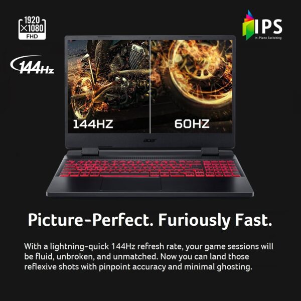 Acer Nitro 5 AN515-58-57Y8 Gaming Laptop | Intel Core i5-12500H | NVIDIA GeForce RTX 3050 Ti Laptop GPU | 15.6" FHD 144Hz IPS Display | 16GB DDR4 | 512GB Gen 4 SSD | Killer Wi-Fi 6 | Backlit Keyboard - Image 4